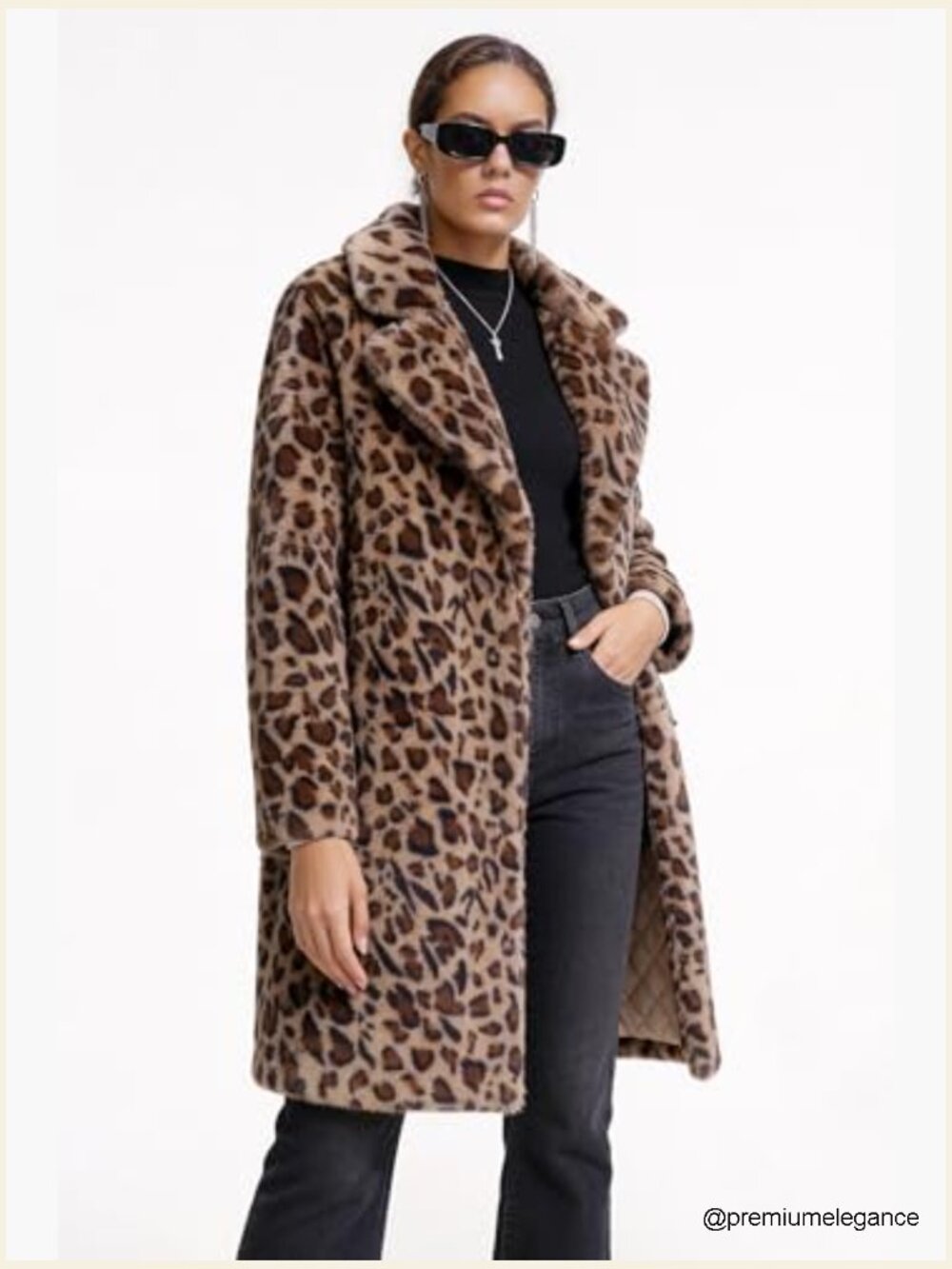 Faux Fur Coat Fuzzy Fleece Open Front Lapel Long Sleeve Longline Jacket - Picture 2 of 7